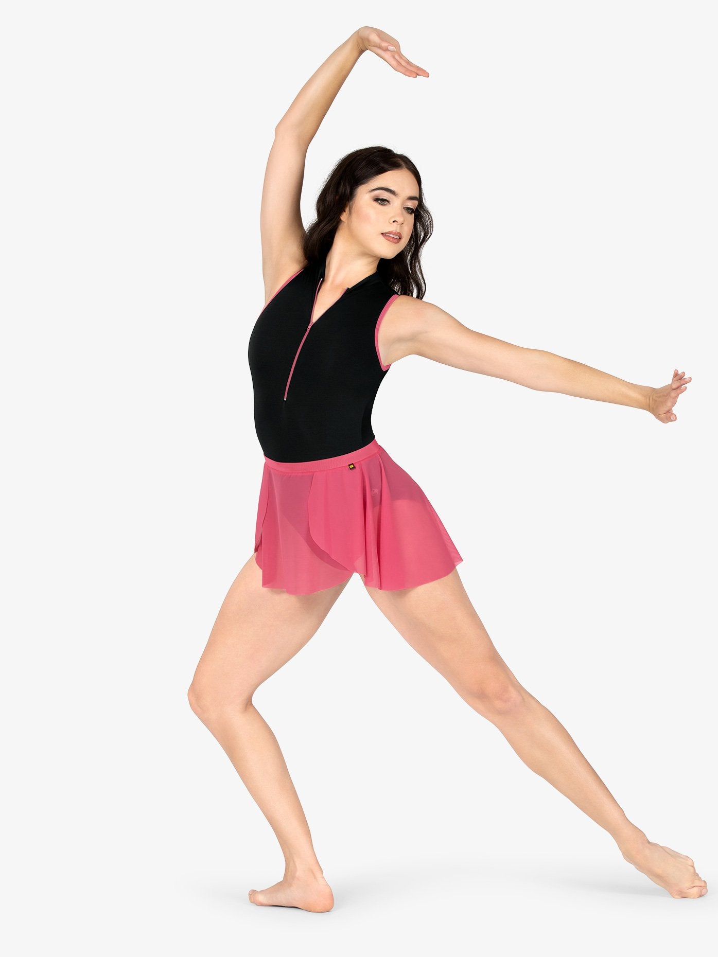M2 Womens Short High Low Mesh Pink Skirt